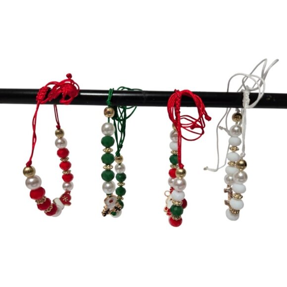 4pcs KC Golden-Plated Elastic Acrylic Bohemian Christmas Beaded Bracelets - NEW - Picture 6 of 13